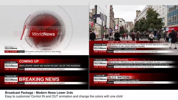 Videohive Modern News Lower Thirds - Broadcast Package 39065751