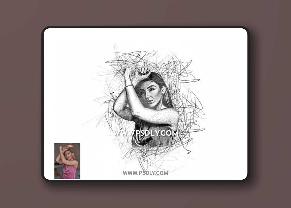 CreativeMarket - Pure Scribble Art Photoshop Action 10248432