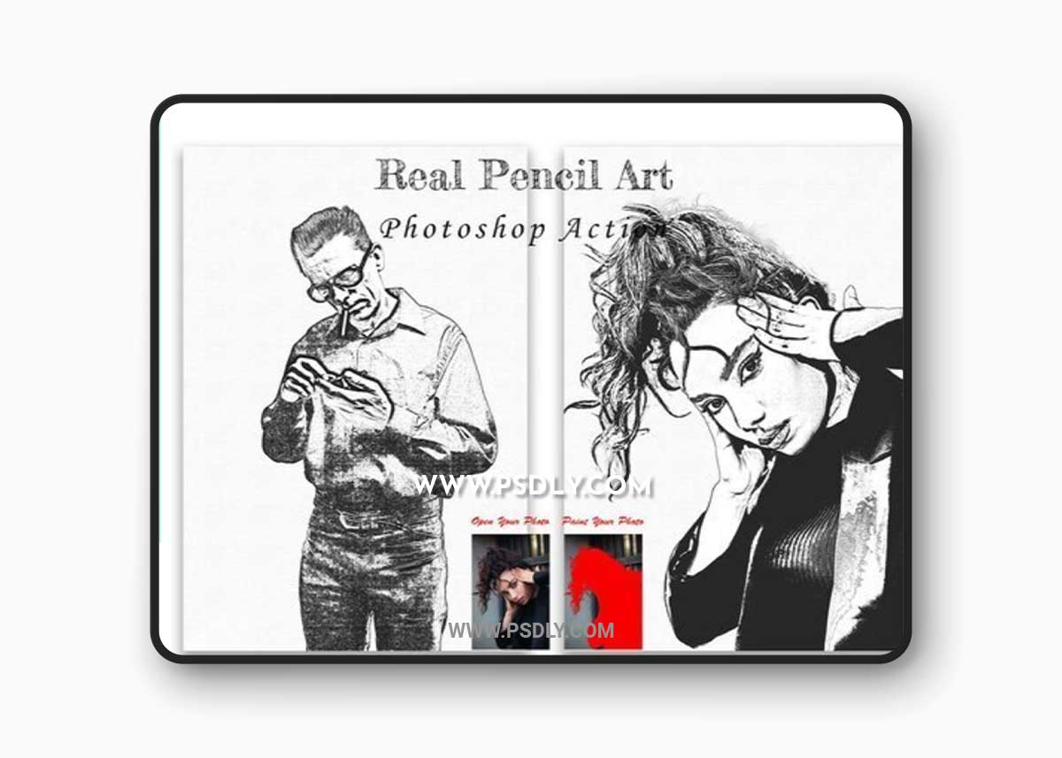 CreativeMarket - Real Pencil Art Photoshop Action 10268124