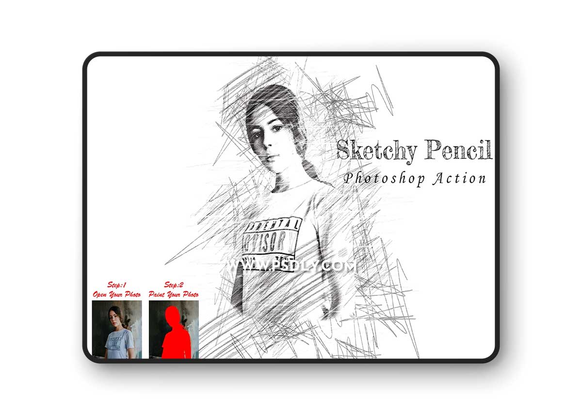 CreativeMarket - Sketchy Pencil Photoshop Action 10297905