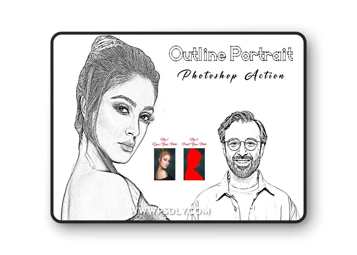 Creativemarket - Outline Portrait Photoshop Action 10308853