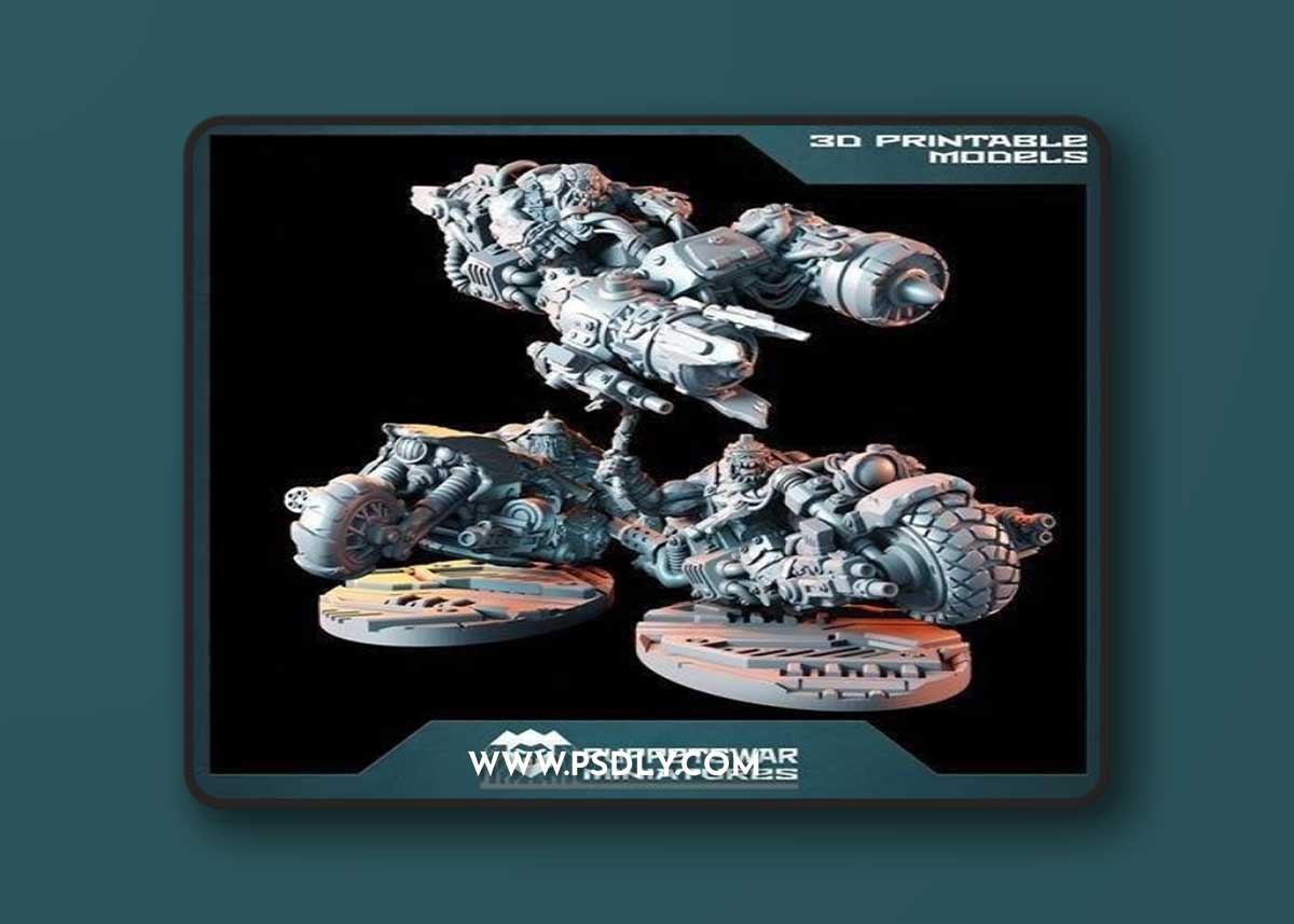 Puppetswar Miniatures - Orc Bikers Set B 3D Print