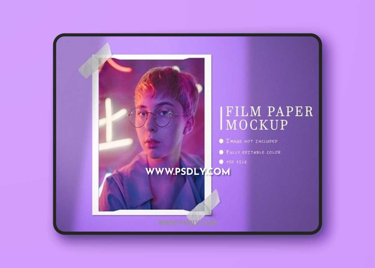 Top view simple minimalist moodboard photo polaroid mockup