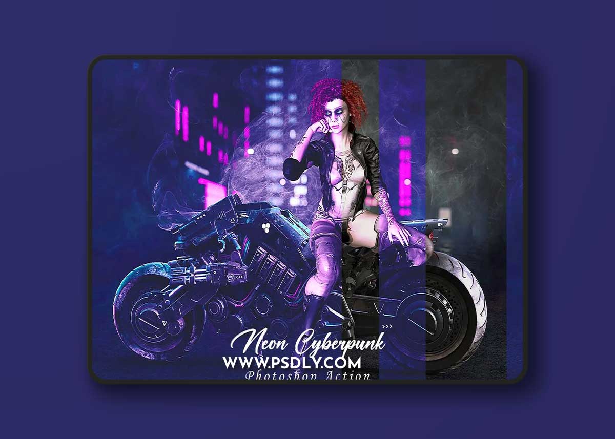 CreativeMarket - Neon Cyberpunk Photoshop Action 10912740