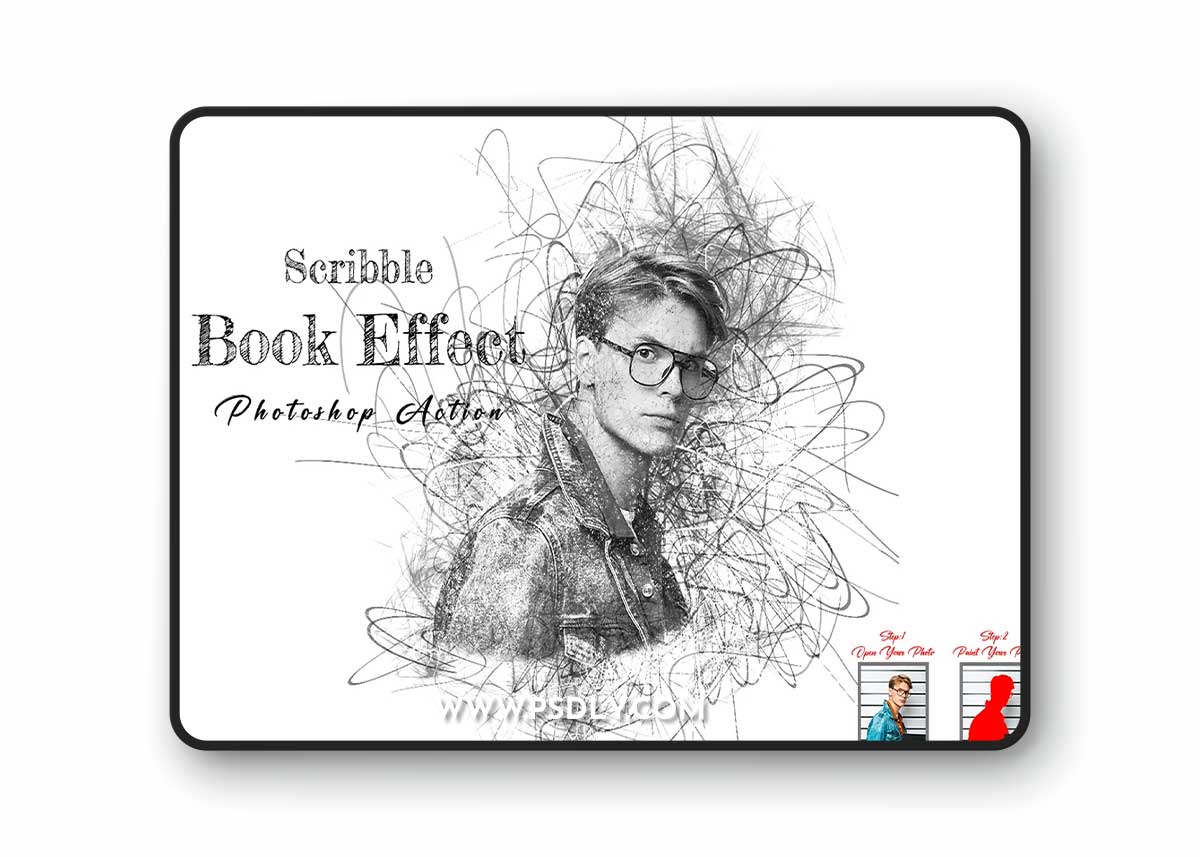 CreativeMarket - Scribble Book Effect PS Action 10855053