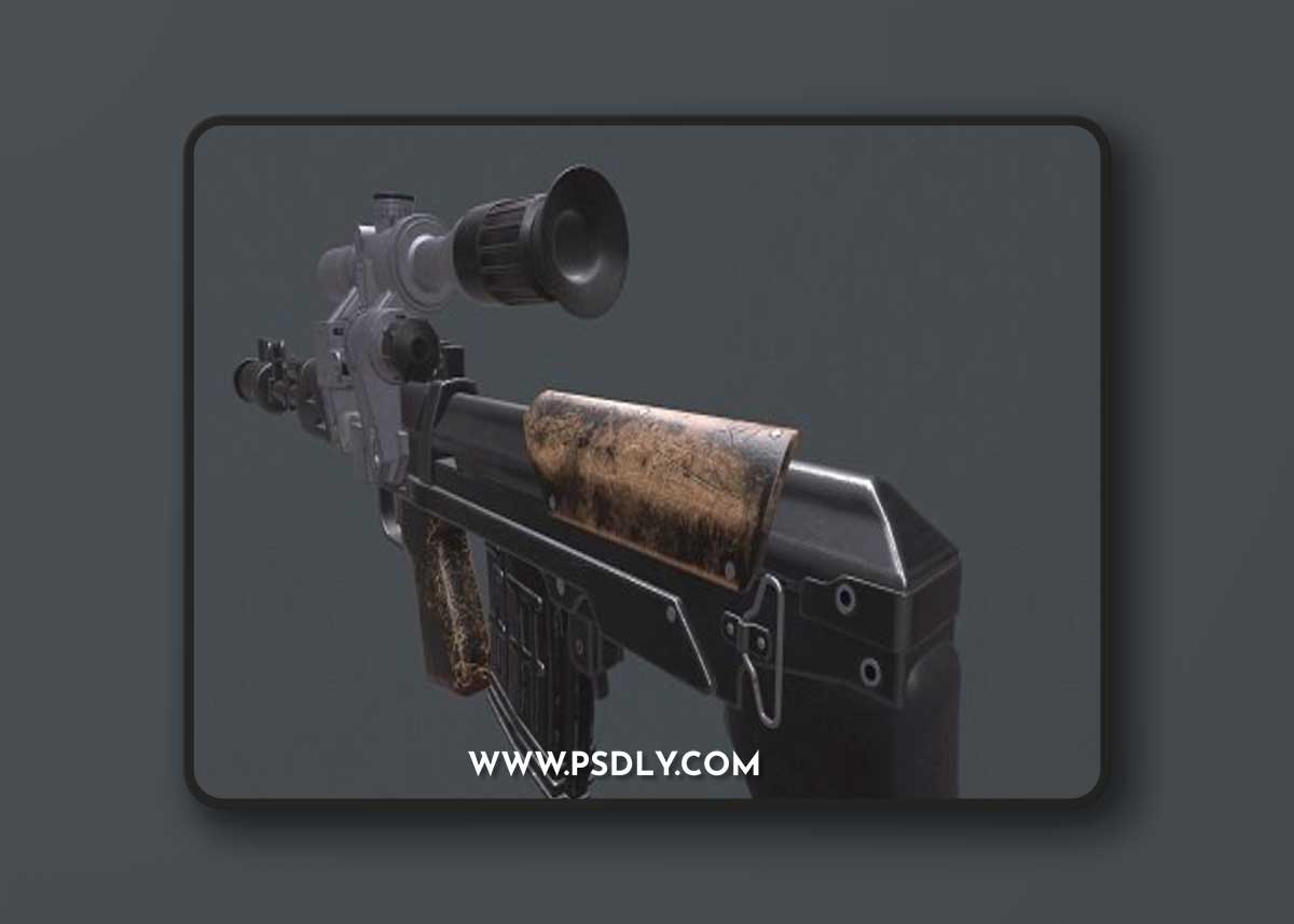 Dragunov SVU russian sniper rifle 4K 3D Model