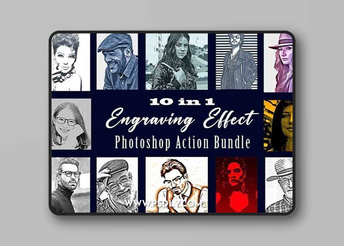 Creativemarket - Engraving Effect PS Action Bundle 10954347
