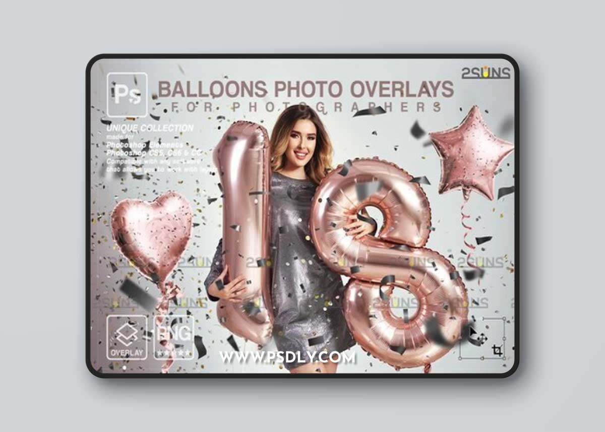 Creativemarket - Rose gold foil balloons overlay 10960312