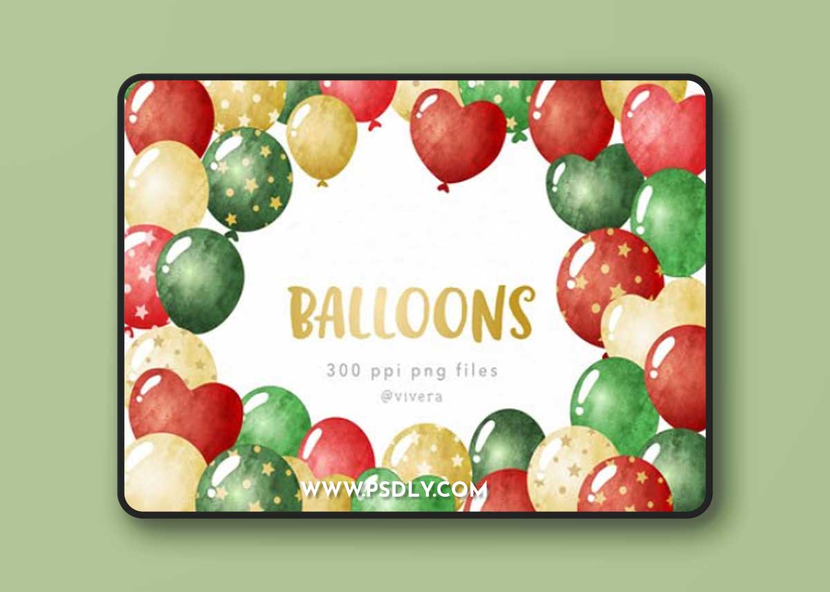 Watercolor Balloons for Celebrations - Clipart PNG