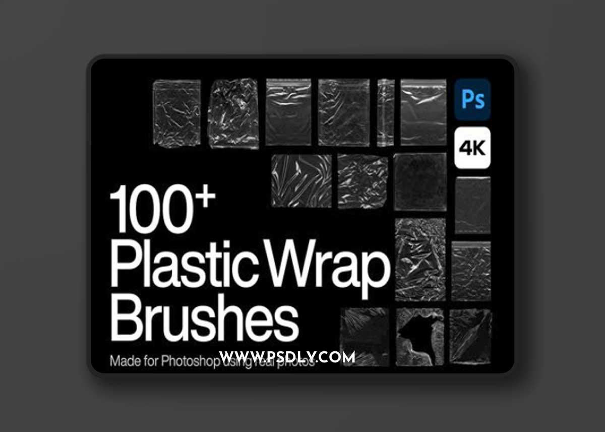 120 Plastic Wrap Brushes for Photoshop 4K