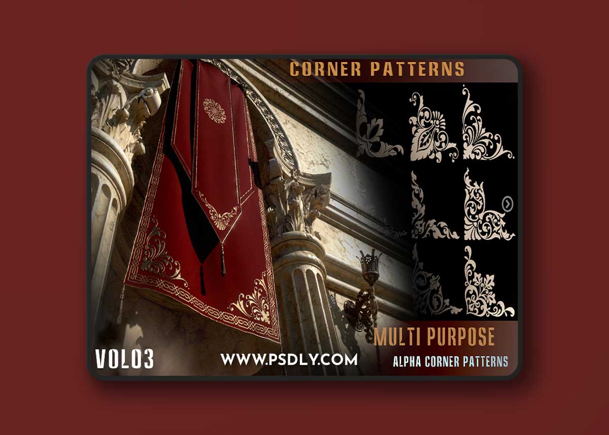 ArtStation – 240 Ornamental & Linear Corner Patterns Alpha-Vol 03