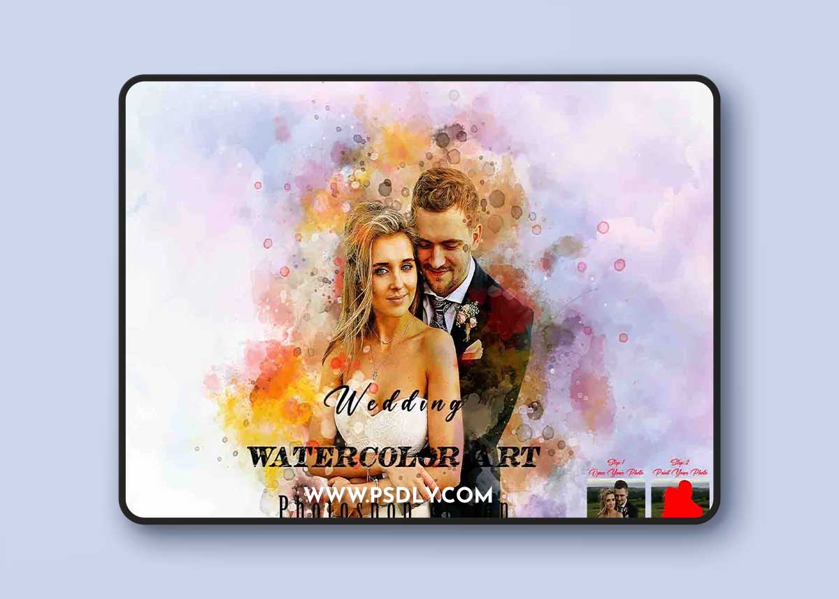 Creativemarket - Wedding Watercolor Art Photoshop Action 11013805
