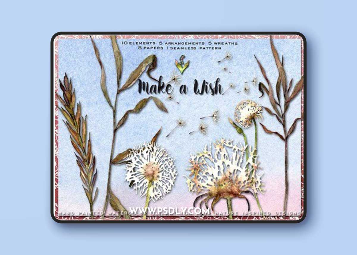 Dandelion Wishes Watercolor Clipart