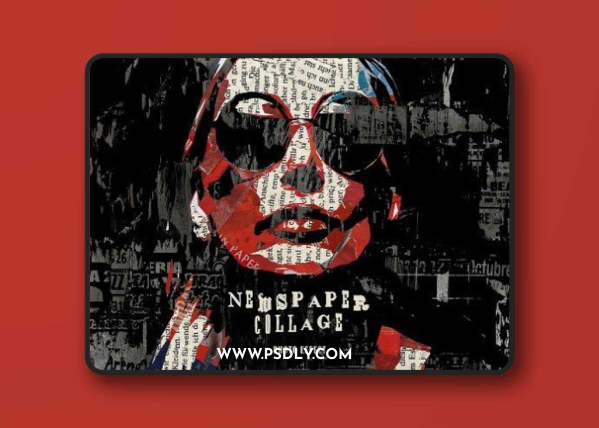 PSD newspaper collage photo effect