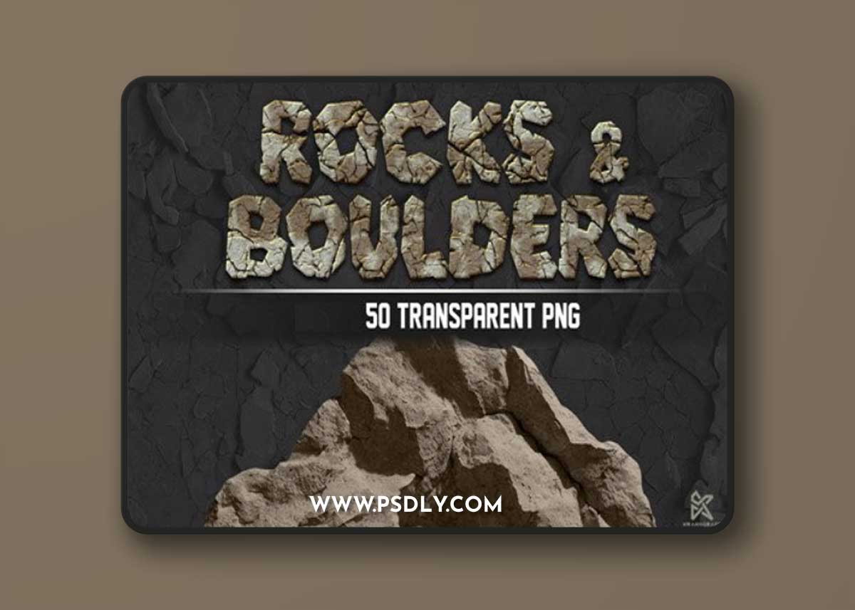 Rocks & Boulders Pack - 50 Transparent PNG