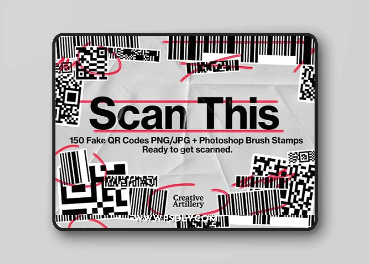 Scan This - Photoshop Brush Stamps +150 QR Codes PNG
