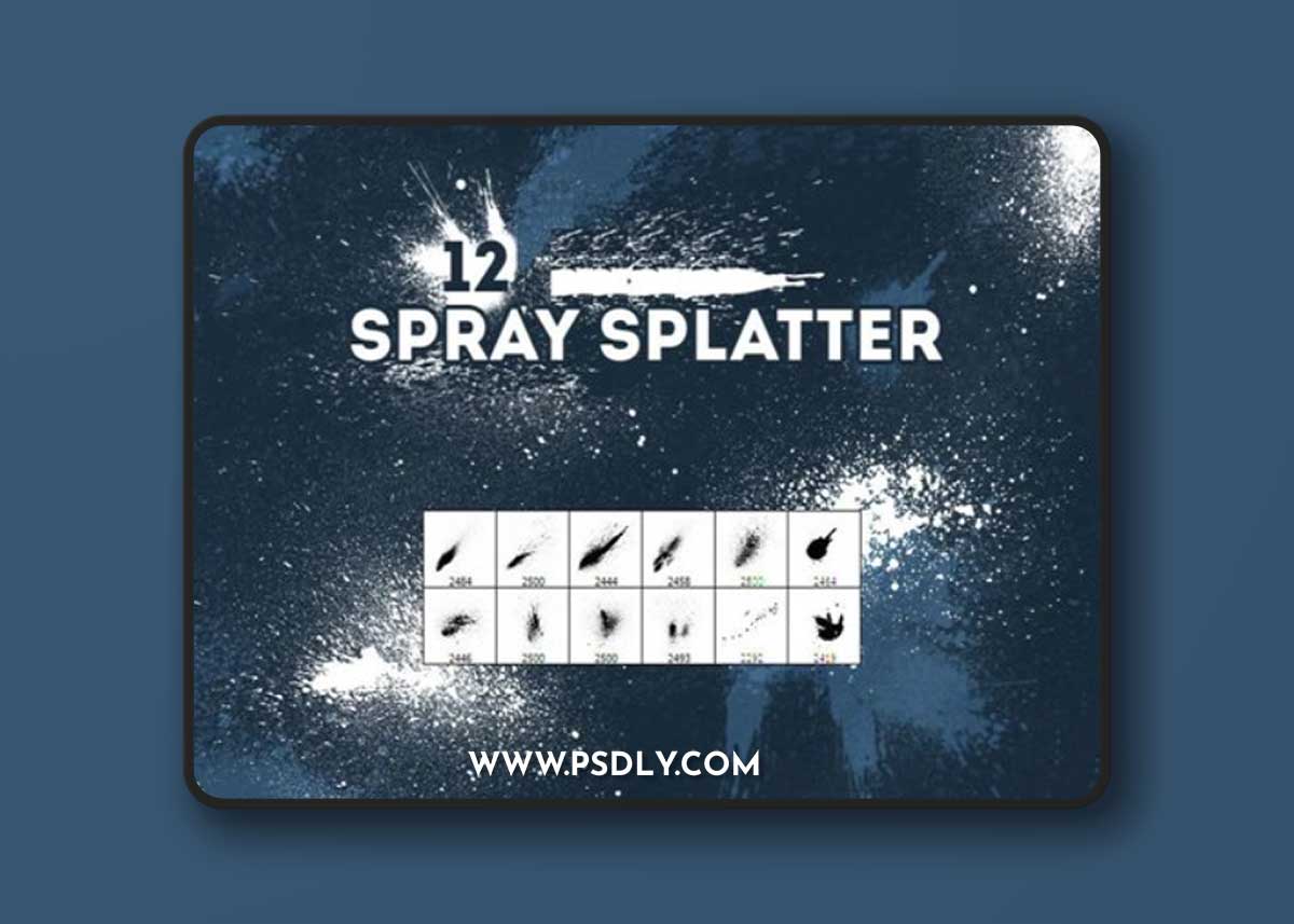 Spray Splatters - 12 Photoshop Brushes