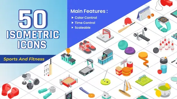 Videohive Isometric Icons - Sport & Fitness 43725431
