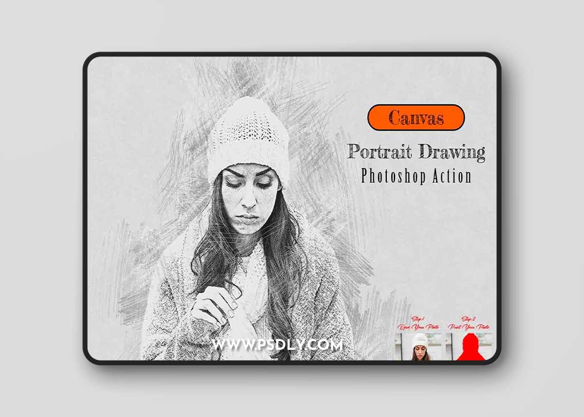 Creativemarket - Canvas Portrait Drawing Photoshop Action