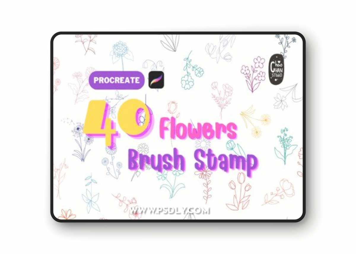 Flower Procreate 40 Brush Stamp