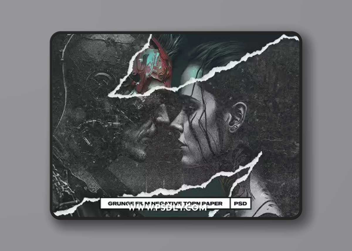 Grunge Film Negative Torn Paper Photo Effect