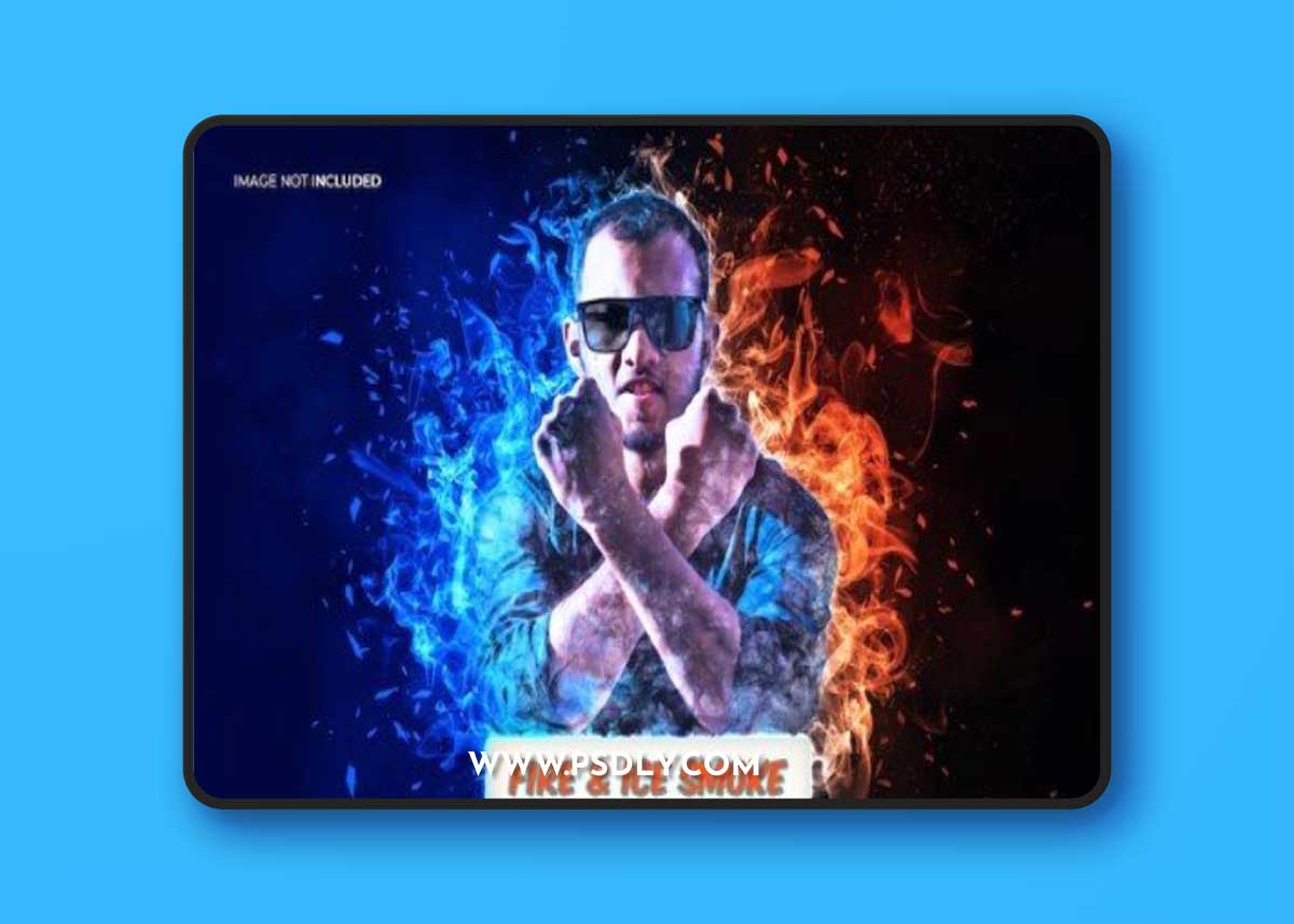 Smoth ice and fire smoke explosion dispersion photo effect