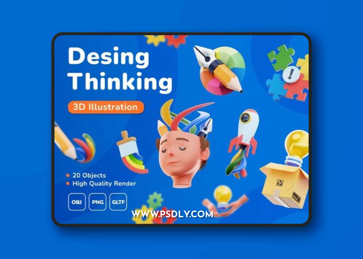 UI8 - 20 3D Design Thinking Icon Set