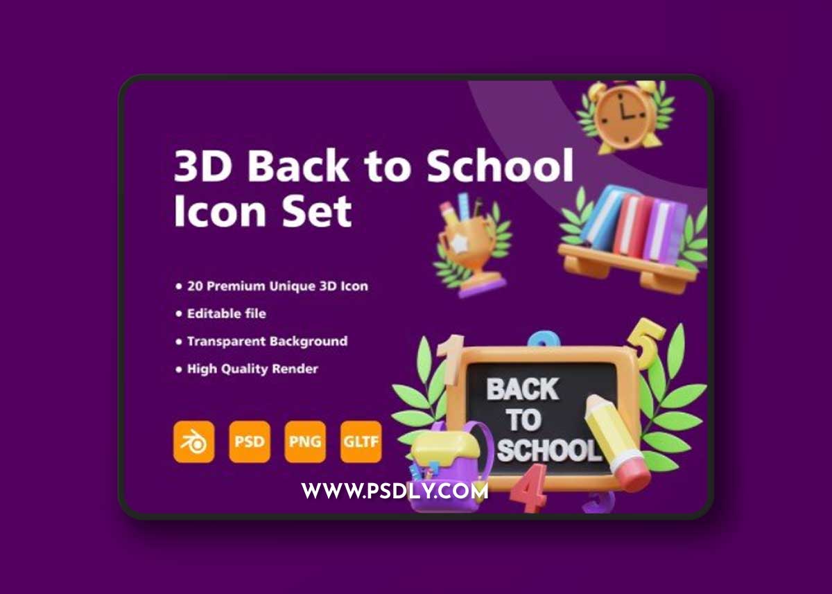 UI8 - 3D Back to School Item icon set