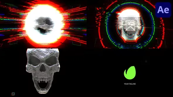 Videohive Glitch Skull Logo for After Effects 43895874