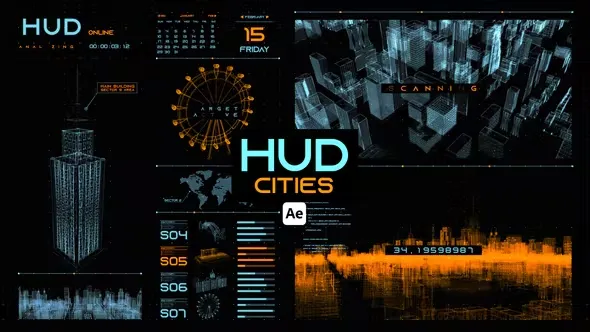 Videohive HUD Cities for After Effects 44657317