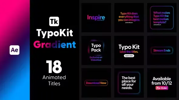 Videohive Typo Kit Gradient Titles for After Effects 44480076