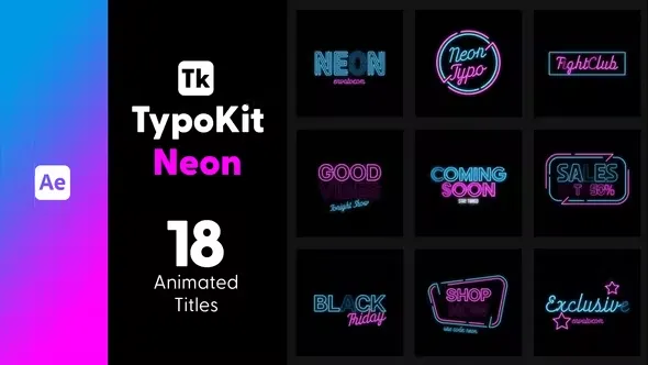 Videohive Typo Kit Neon Titles for After Effects 44505279