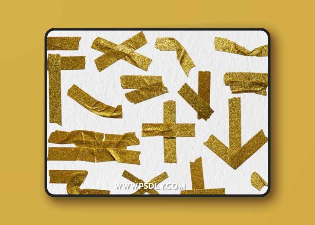 Bundle Of 16 Glitter Gold Washi Decorating Tape Overlay Texture 581830421