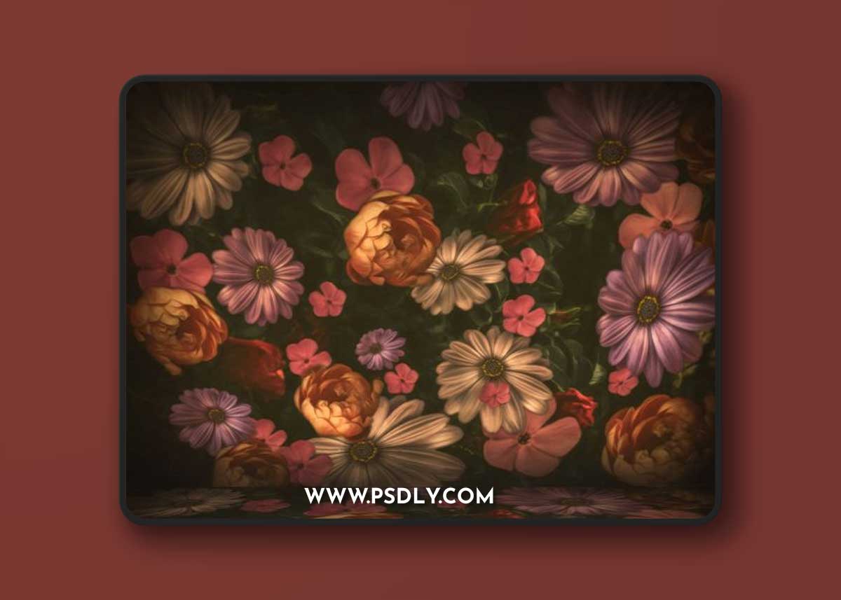 FOCUS with CA Nail - Vintage Floral Wall & Floor Digital Backgounds