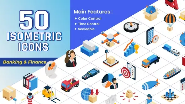 Videohive Isometric Icons - Logistics & Management 44834603