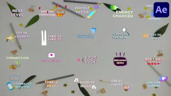 Videohive Social Media Sticker Titles for After Effects 44913661