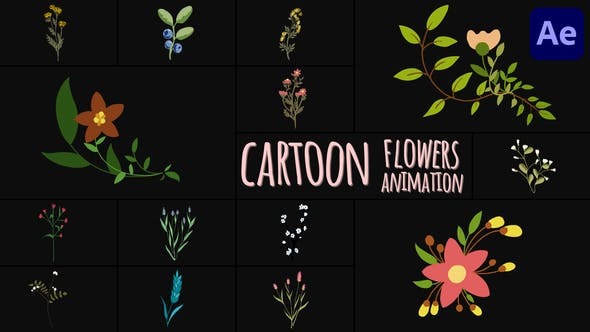 Videohive Cartoon Flowers Animations for After Effects 45587706