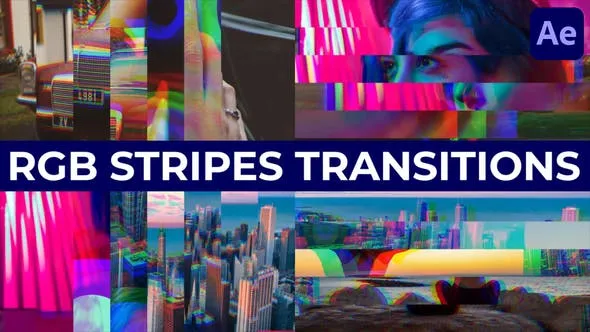 Videohive RGB Stripes Transitions for After Effects 45871125