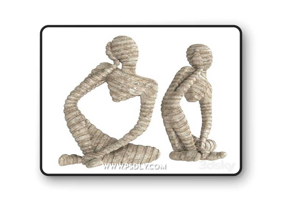 Ethnic Statuette of A Woman From Travertine