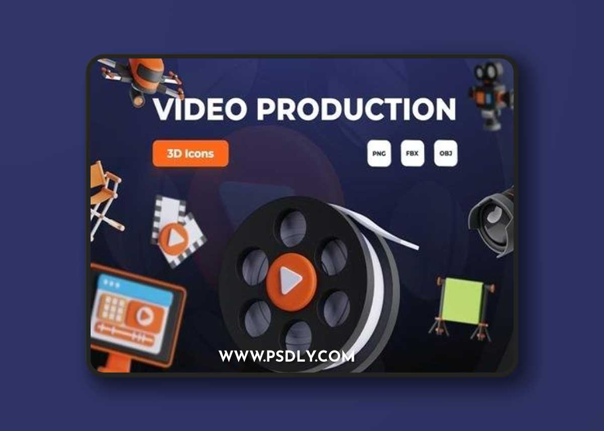Video Production 3D Icon Set MLFXD26