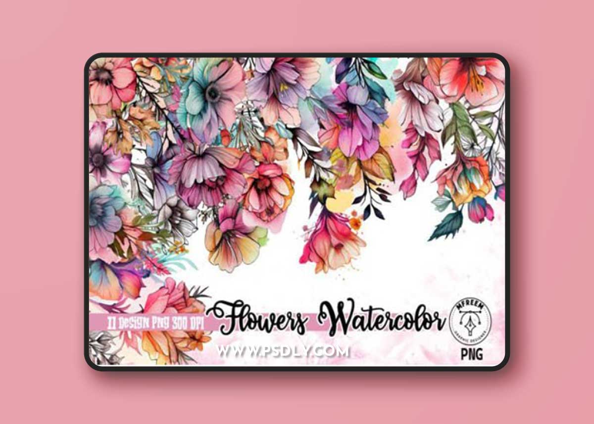 Watercolor Flowers PNG Clipart