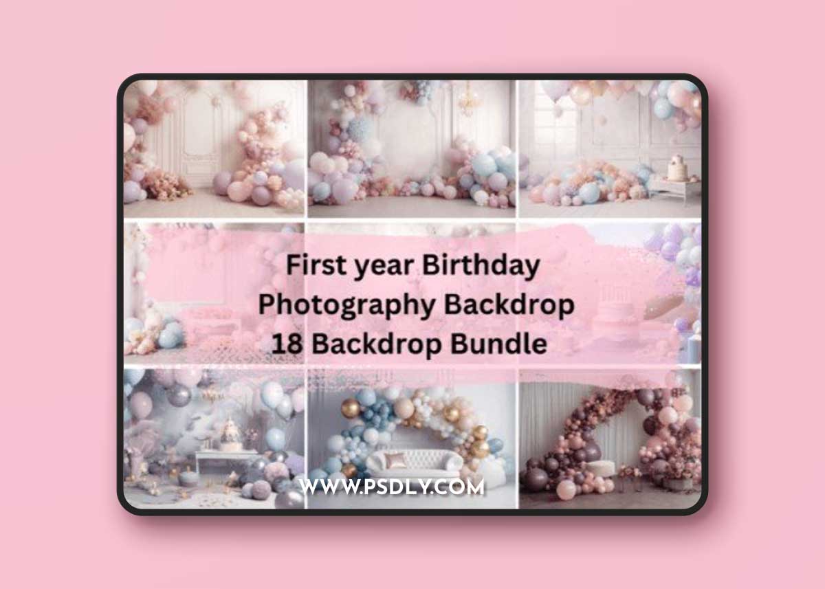 1st Birthday Cake Smash Digital BackdropV