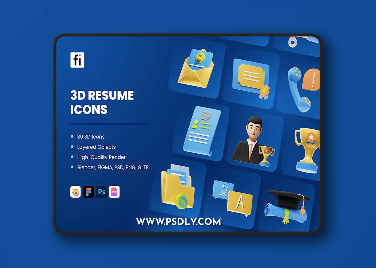 3D Resume Icons 7NQKE92