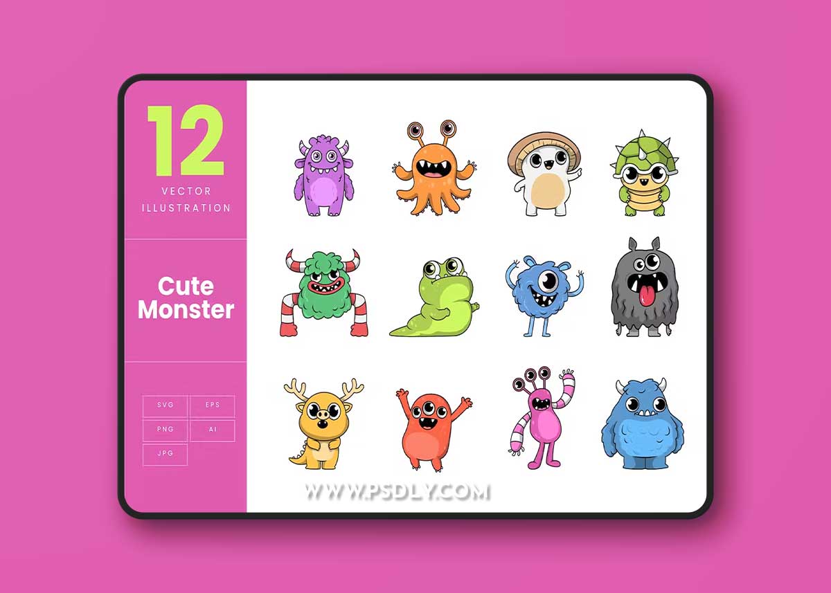 Cute Monster Illustration Set Collection GTVD832