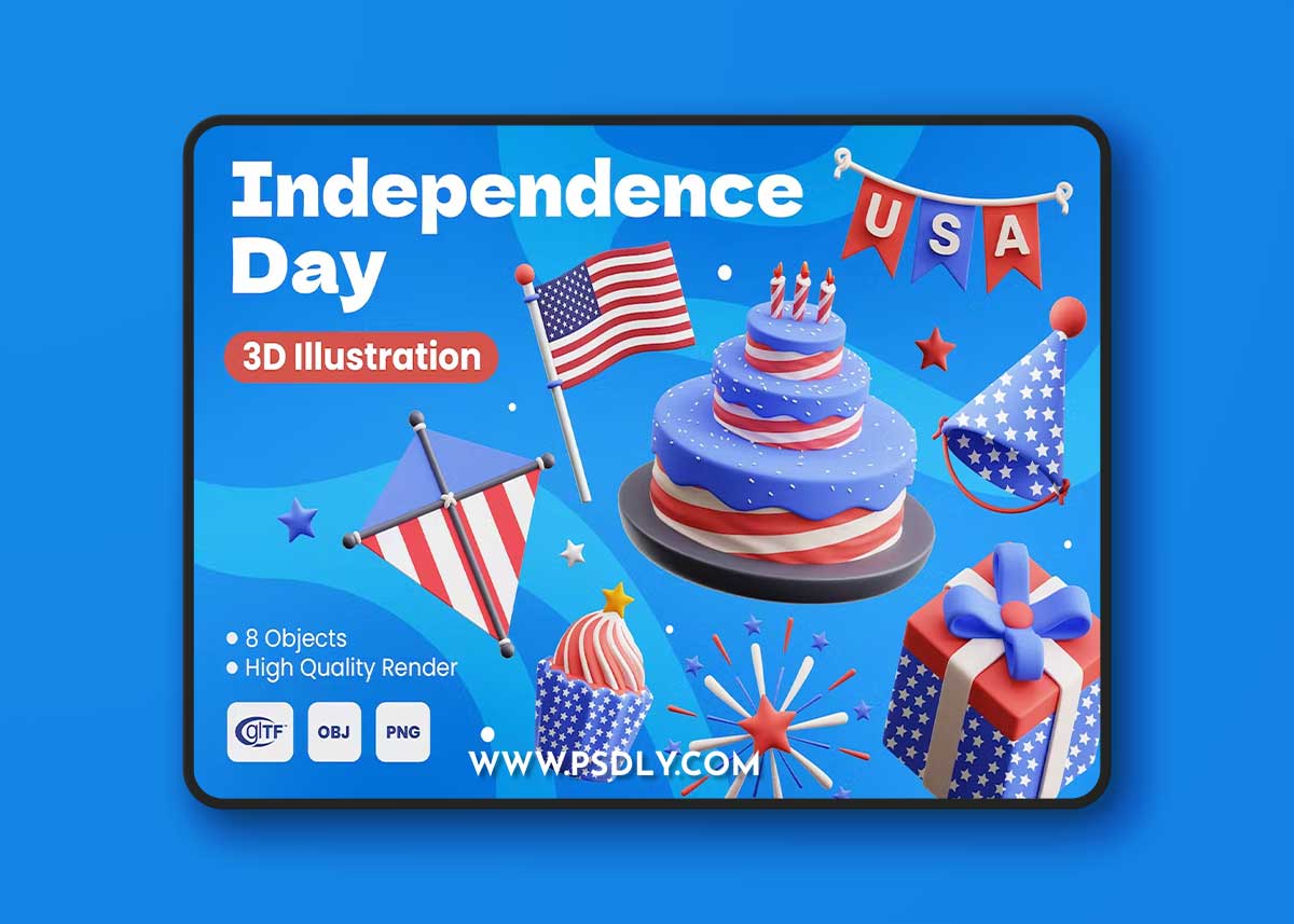 Independence Day 3D Illustrations KZQGHD9
