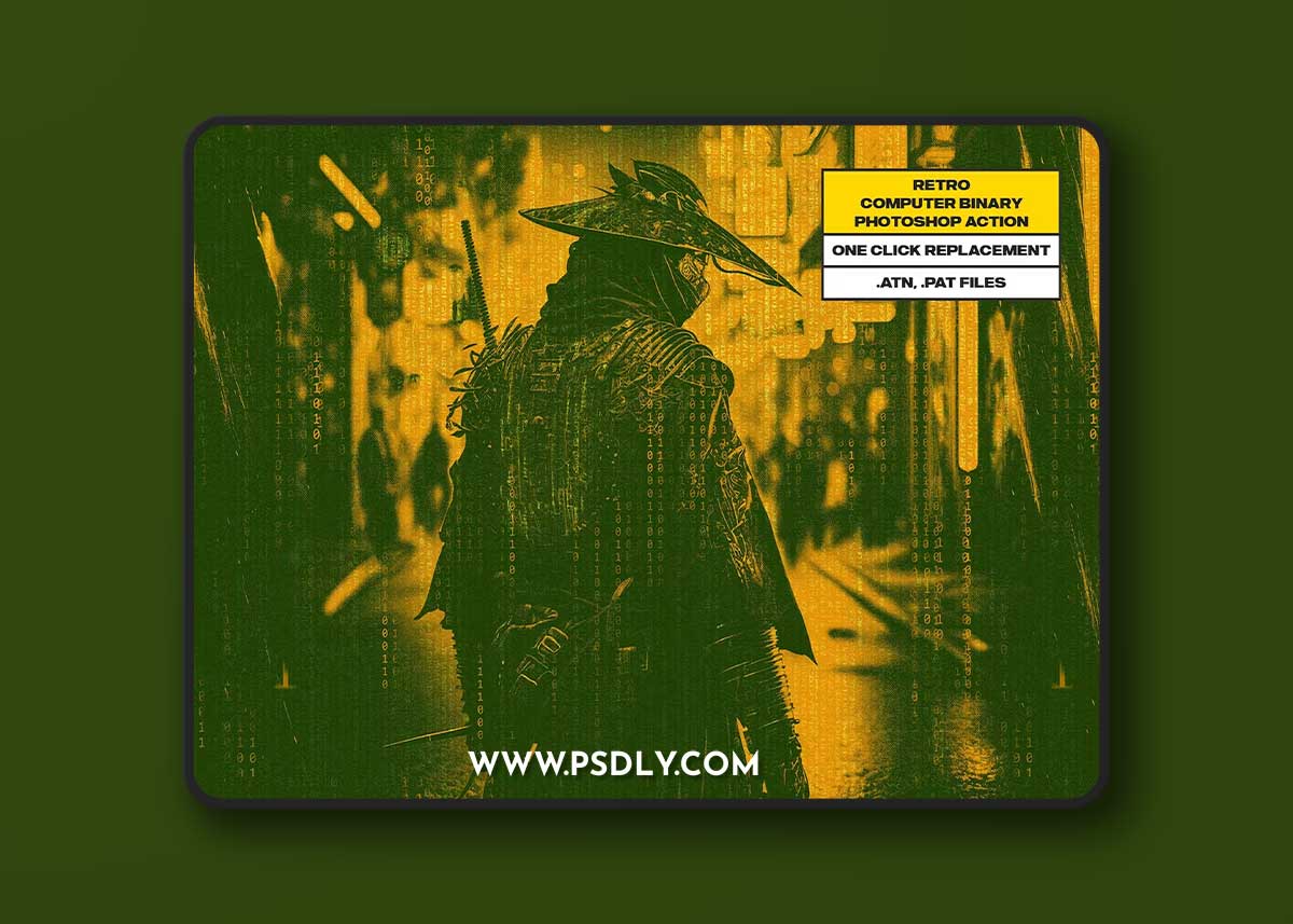 Retro Computer Binary Photoshop Action HUQV5W9