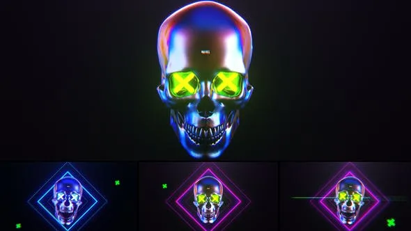 Videohive Skull Glitch Logo Reveal 31816232