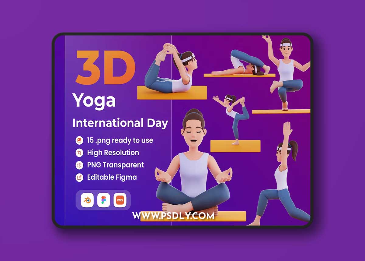 Yoga International Day 3D Illustration D25VQ2J