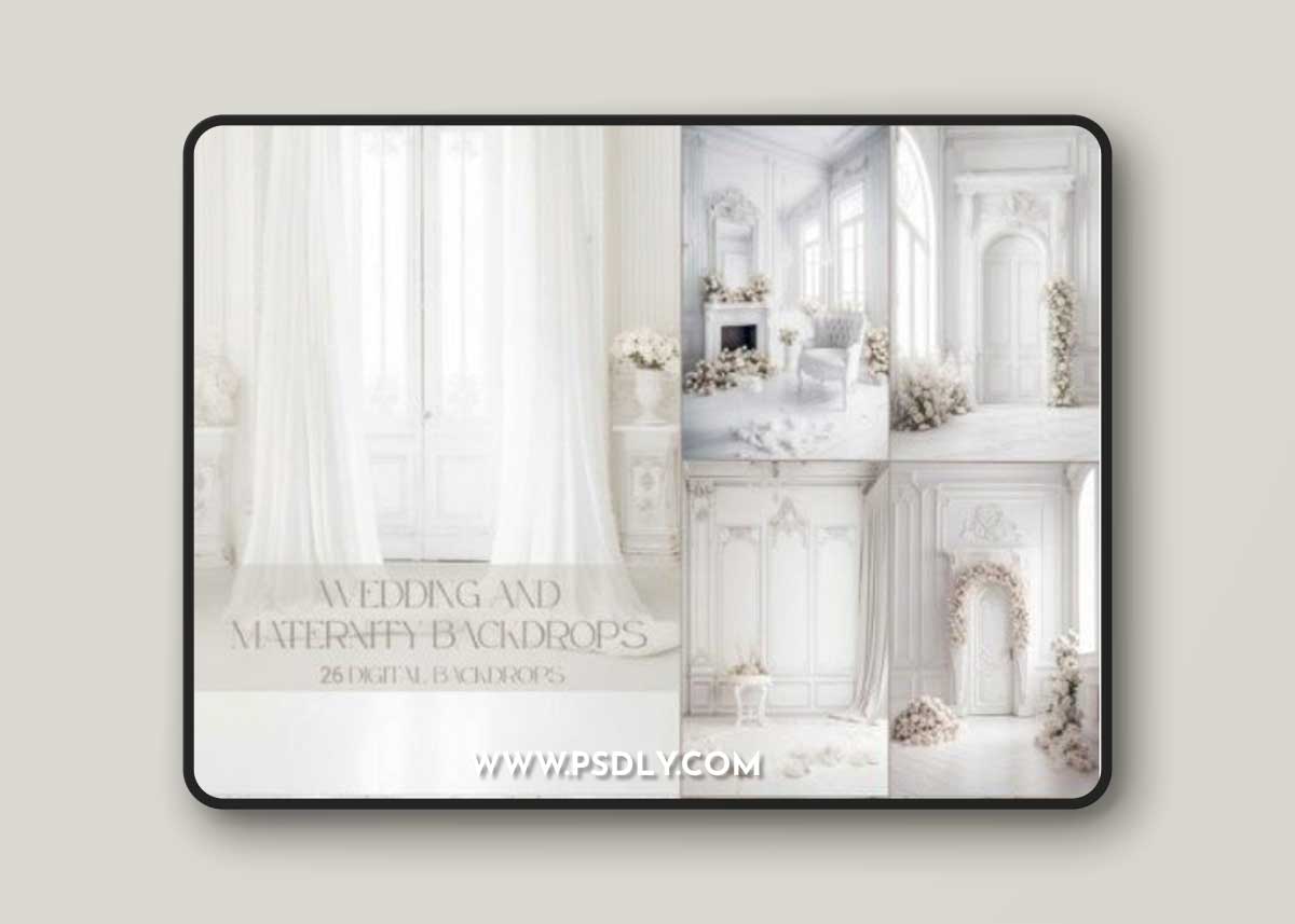 26 Elegant White Room Digital Backdrops