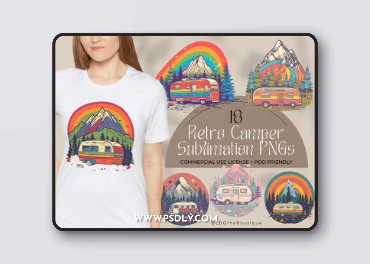 70s Retro Camper Sublimation TShirt PNGs